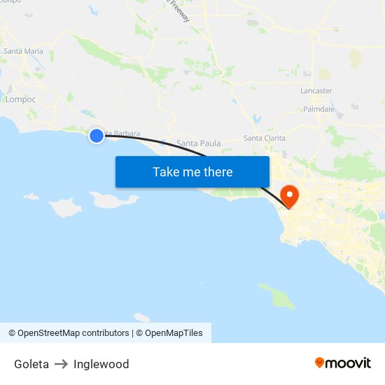 Goleta to Inglewood map