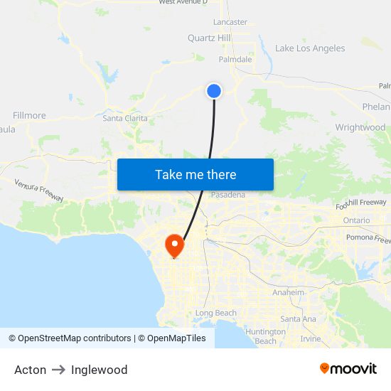 Acton to Inglewood map