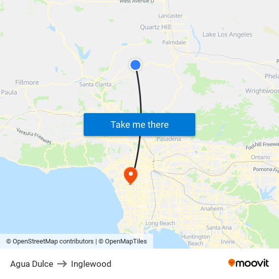 Agua Dulce to Inglewood map