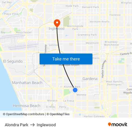 Alondra Park to Inglewood map