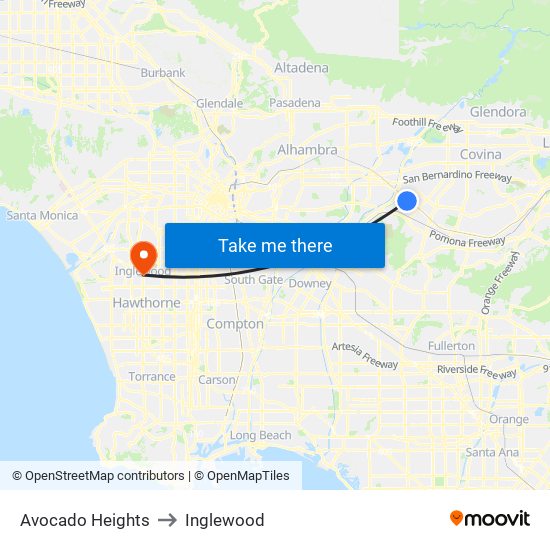 Avocado Heights to Inglewood map