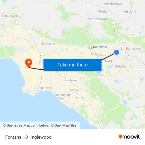 Fontana to Inglewood map