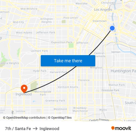 7th / Santa Fe to Inglewood map