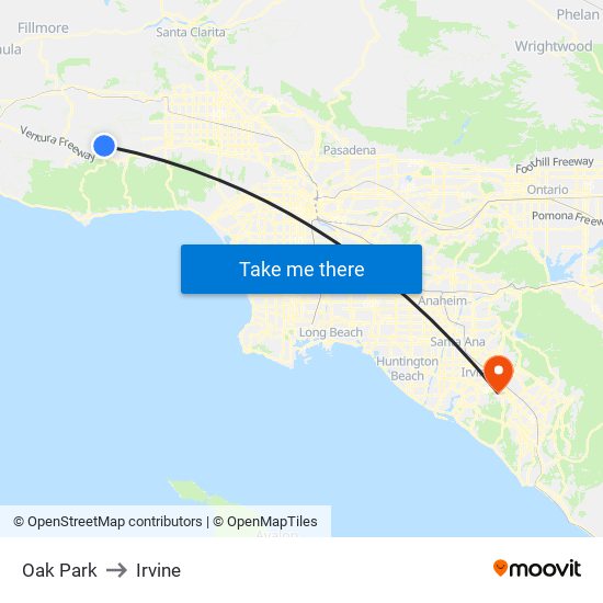 Oak Park to Irvine map