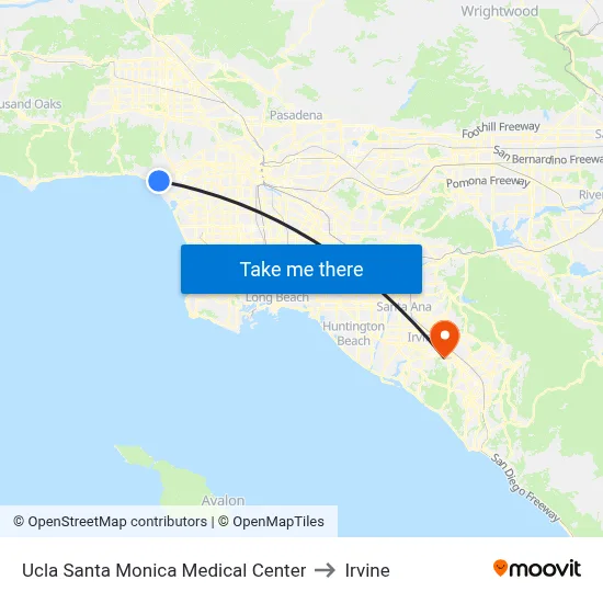 Ucla Santa Monica Medical Center to Irvine map