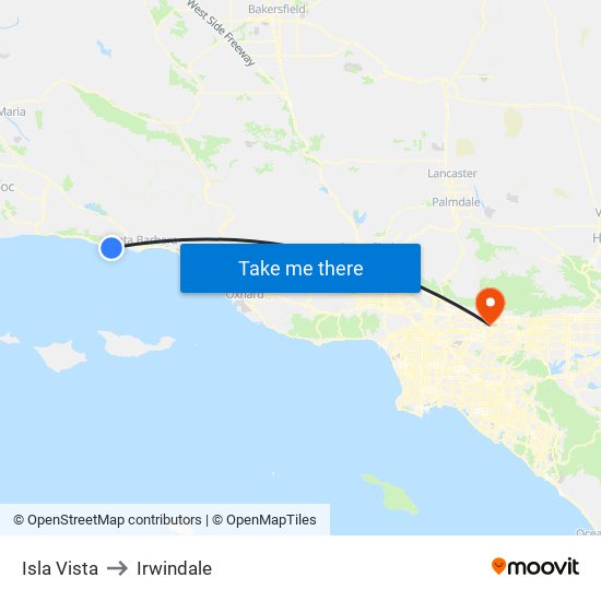 Isla Vista to Irwindale map
