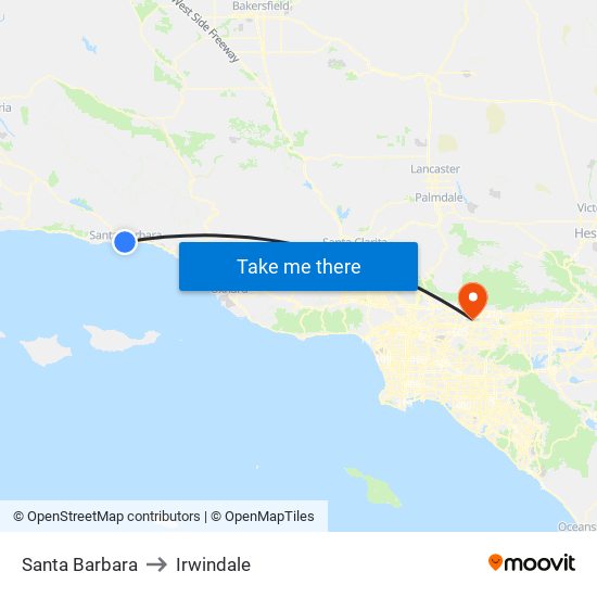 Santa Barbara to Irwindale map