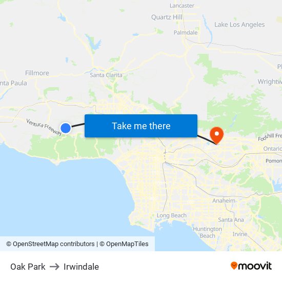 Oak Park to Irwindale map