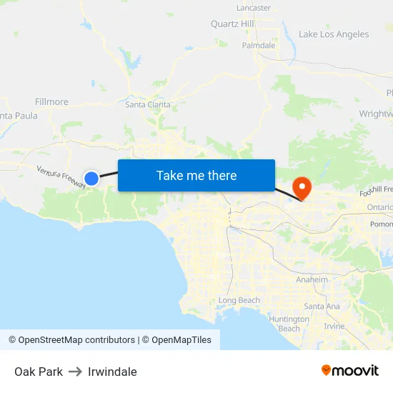Oak Park to Irwindale map
