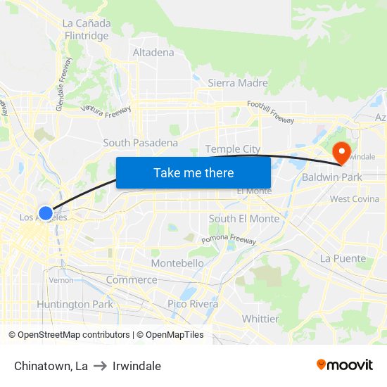 Chinatown, La to Irwindale map