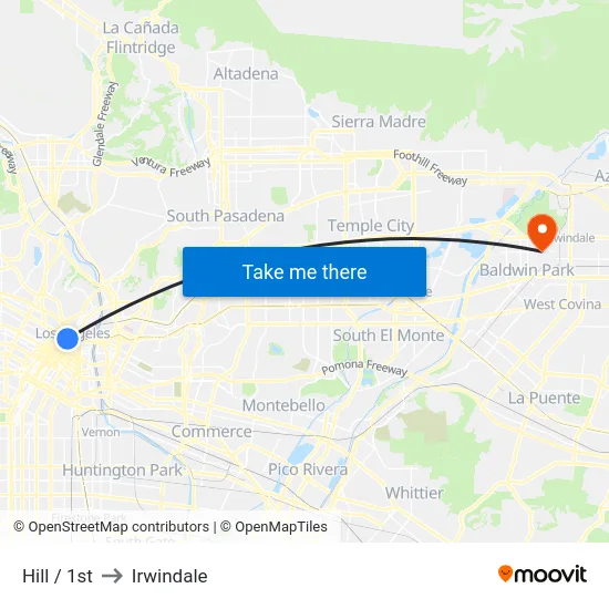 Hill / 1st to Irwindale map