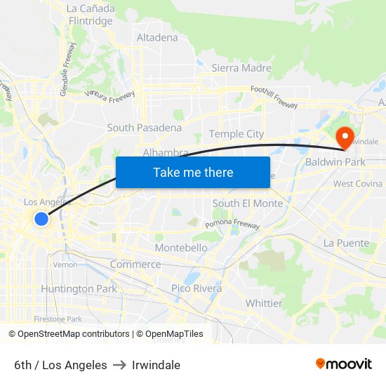 6th / Los Angeles to Irwindale map