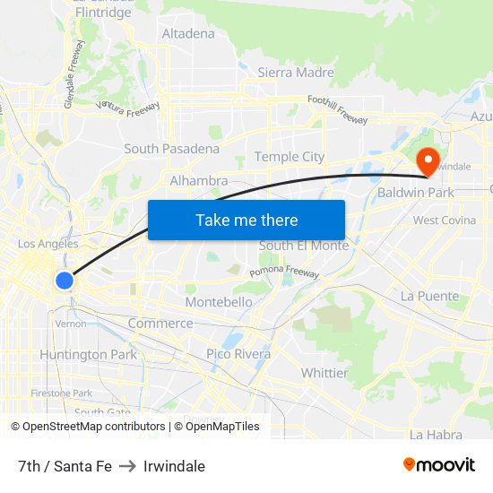 7th / Santa Fe to Irwindale map