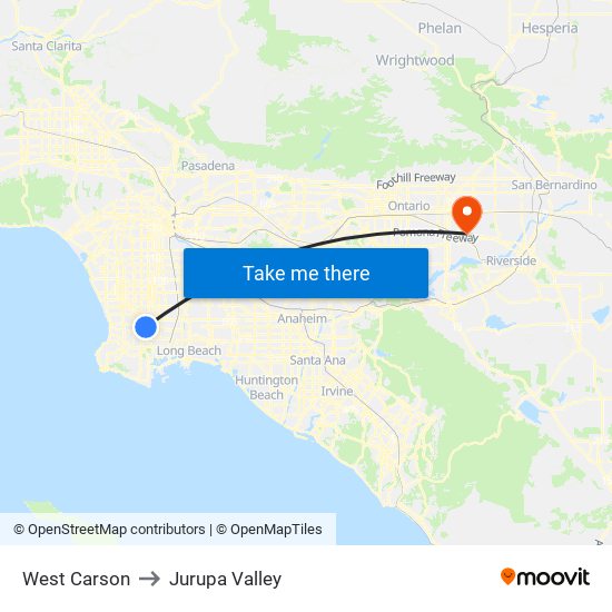 West Carson to Jurupa Valley map