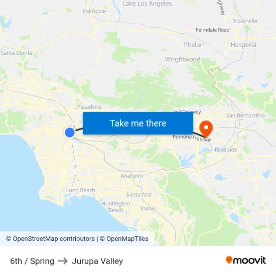 6th / Spring to Jurupa Valley map