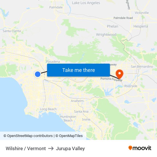 Wilshire / Vermont to Jurupa Valley map