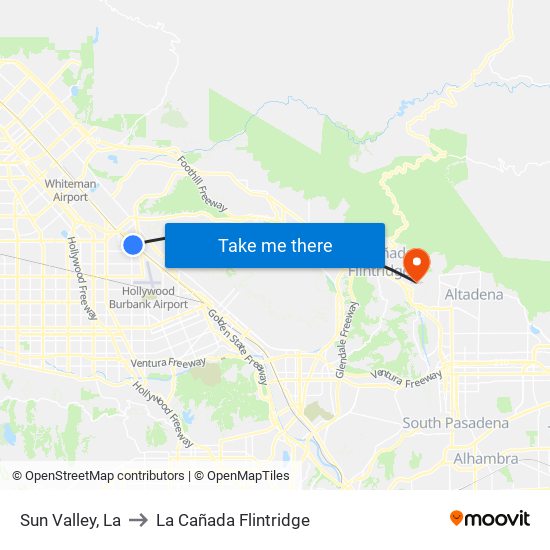 Sun Valley, La to La Cañada Flintridge map