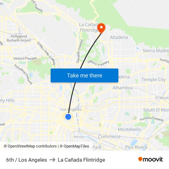 6th / Los Angeles to La Cañada Flintridge map