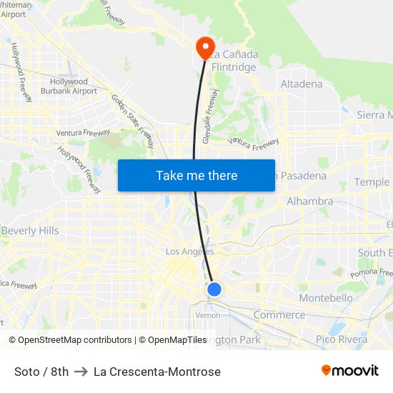 Soto / 8th to La Crescenta-Montrose map