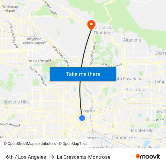 6th / Los Angeles to La Crescenta-Montrose map