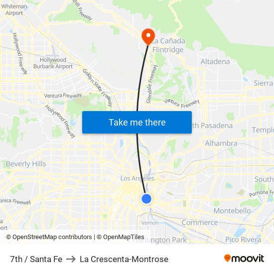 7th / Santa Fe to La Crescenta-Montrose map
