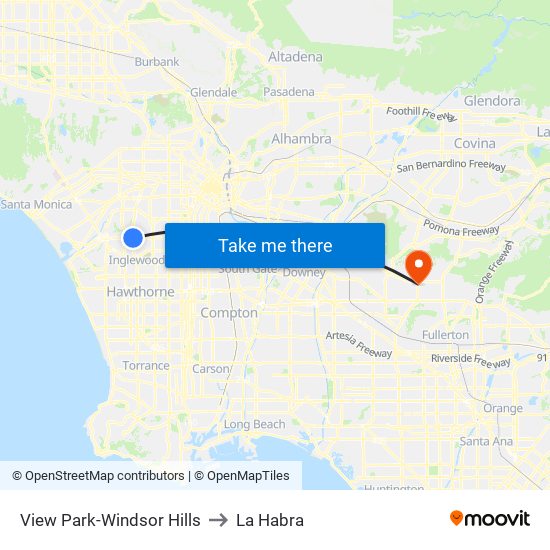 View Park-Windsor Hills to La Habra map