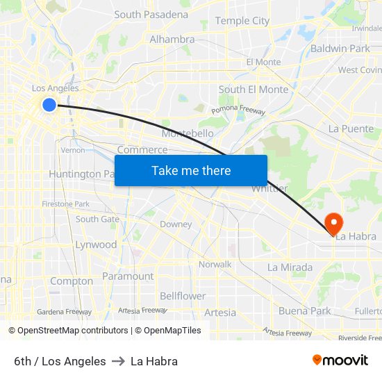 6th / Los Angeles to La Habra map