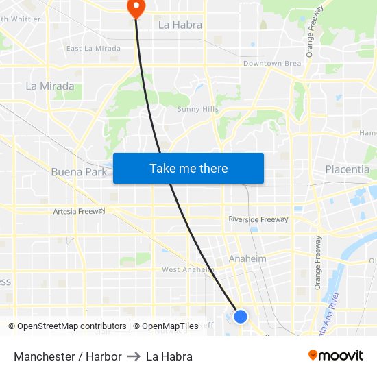 Manchester / Harbor to La Habra map