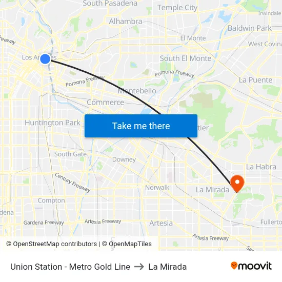 Union Station - Metro Gold Line to La Mirada map