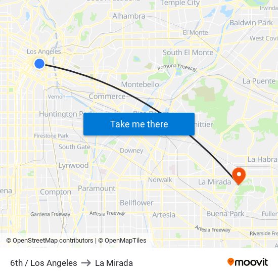 6th / Los Angeles to La Mirada map