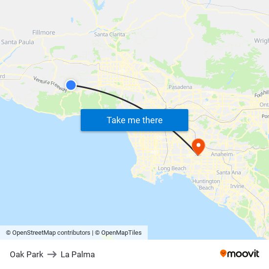 Oak Park to La Palma map