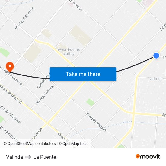 Valinda to La Puente map