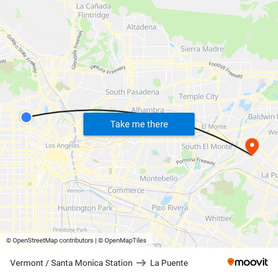 Vermont / Santa Monica Station to La Puente map