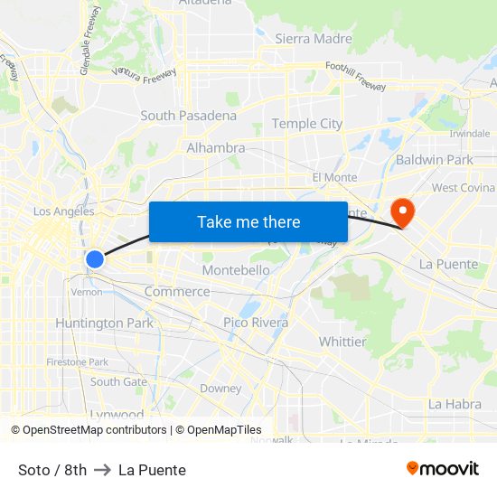 Soto / 8th to La Puente map