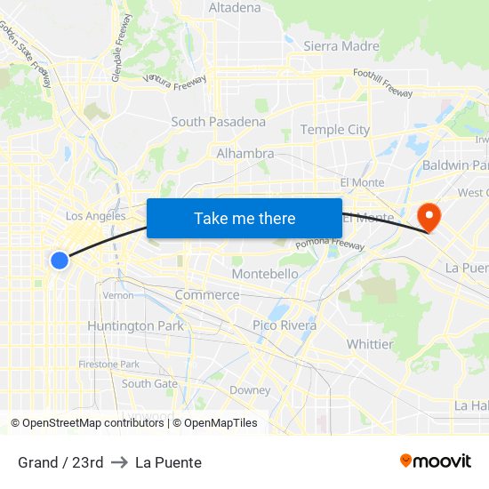 Grand / 23rd to La Puente map