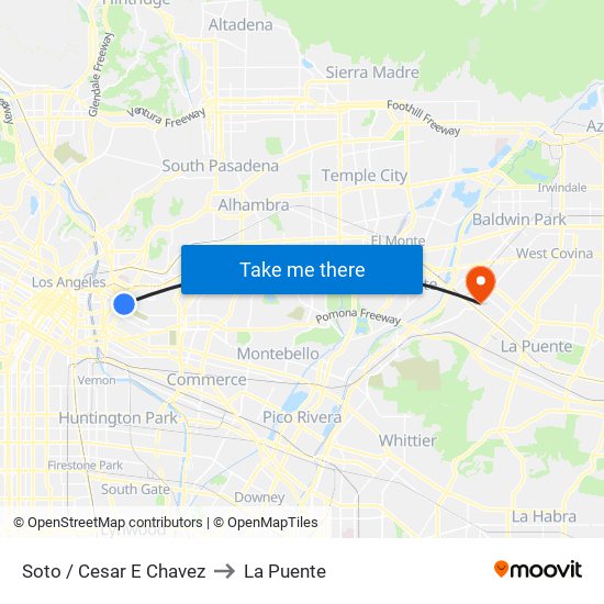 Soto / Cesar E Chavez to La Puente map