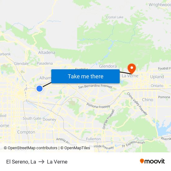 El Sereno, La to La Verne map