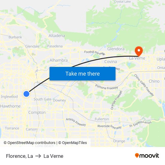 Florence, La to La Verne map