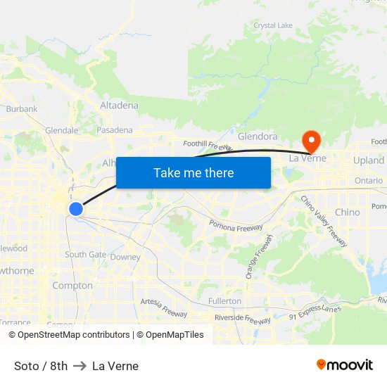 Soto / 8th to La Verne map