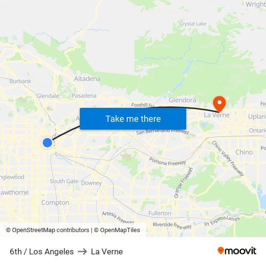 6th / Los Angeles to La Verne map