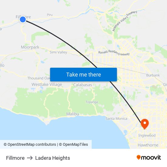Fillmore to Ladera Heights map