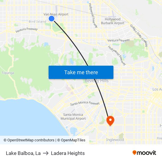 Lake Balboa, La to Ladera Heights map