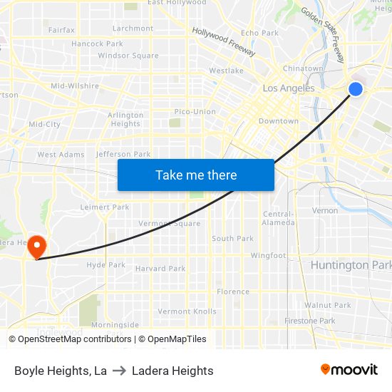 Boyle Heights, La to Ladera Heights map