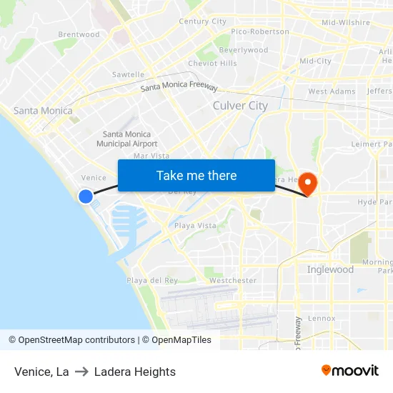 Venice to Ladera Heights map