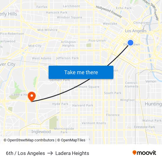 6th / Los Angeles to Ladera Heights map