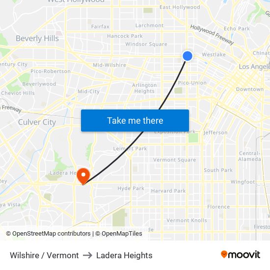 Wilshire / Vermont to Ladera Heights map