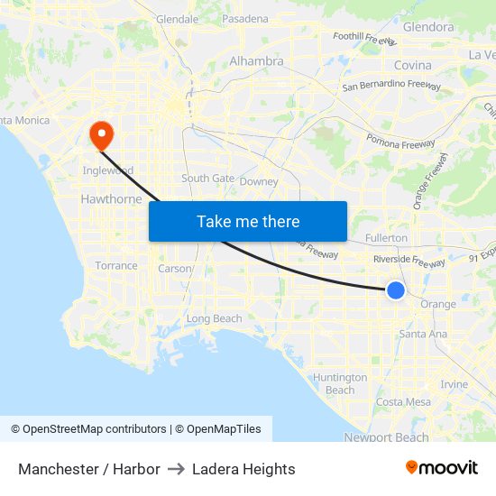 Manchester / Harbor to Ladera Heights map