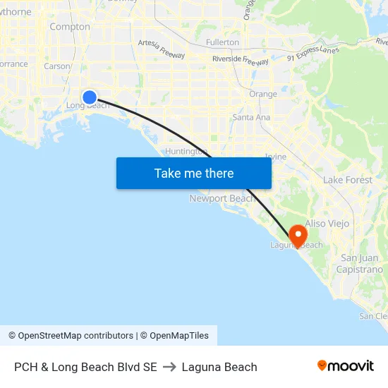 PCH & Long Beach Blvd SE to Laguna Beach map