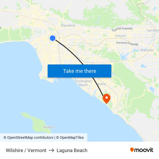 Wilshire / Vermont to Laguna Beach map