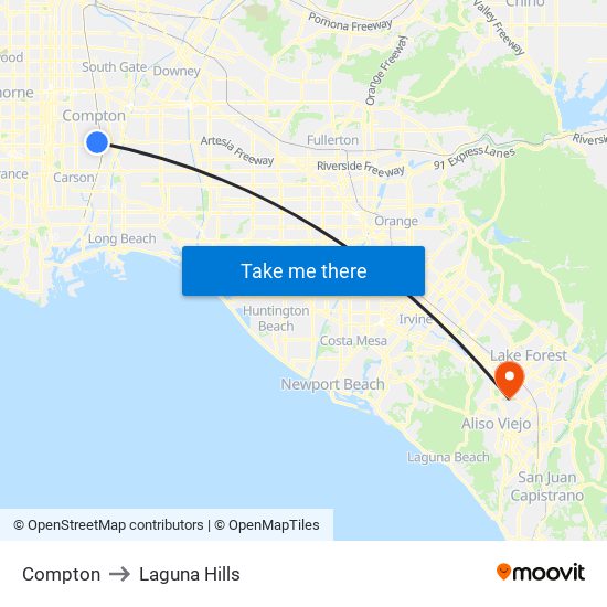 Compton to Laguna Hills map